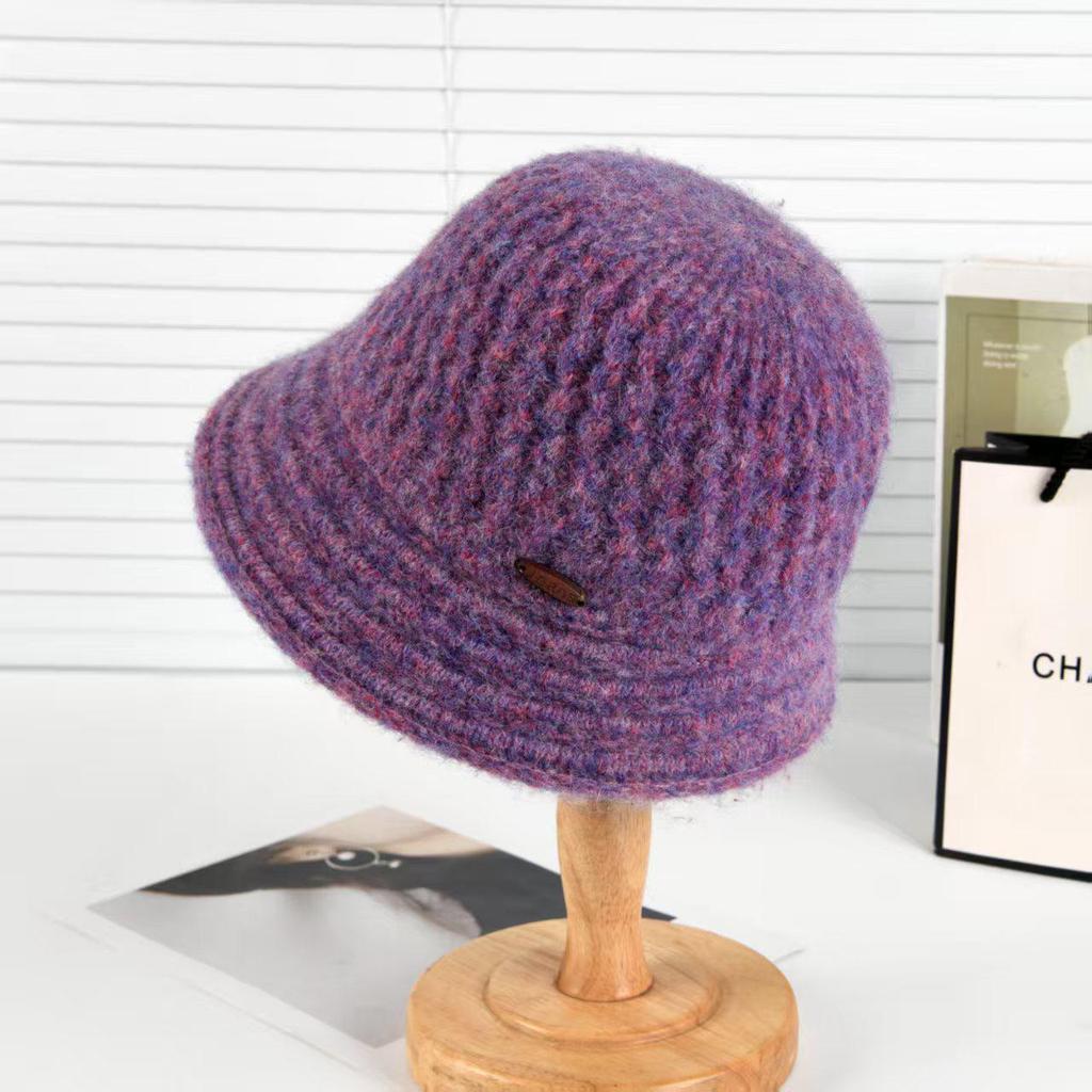 Winter Large Head Bucket Hat - Solid Knit Cashmere Wool, Windproof & Warm Fisherman Style
