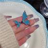 111 Silver Needle Asymmetrical Design Dripping Oil Retro Blue Stud Earrings Women's Small Fresh Mori Butterfly Earrings Earrings