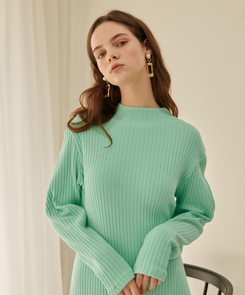 Ossi Pleats Sleeve Knit One-Piece Neo Mint