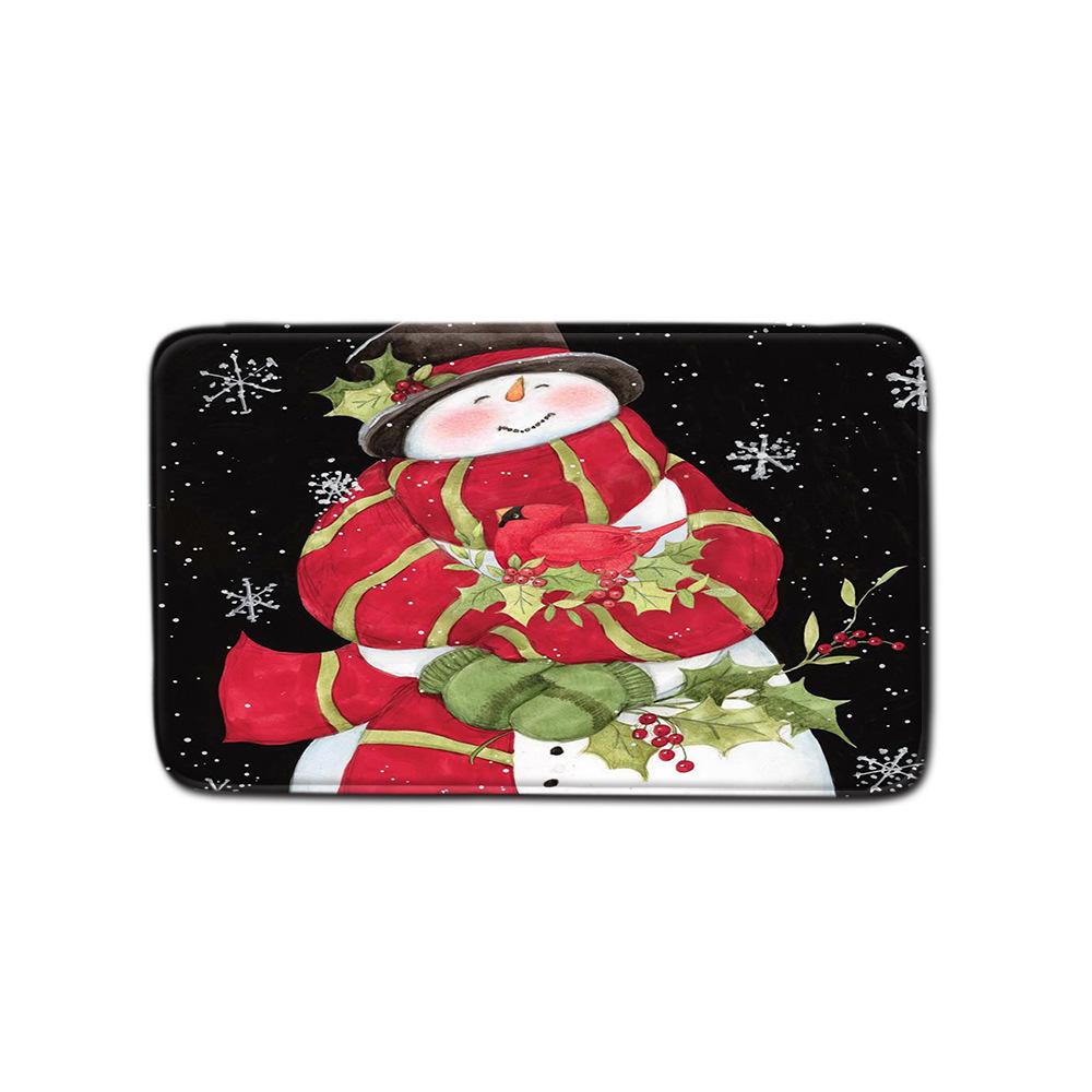 Christmas Shower Curtain Floor Mat Combination Four-Piece Set Bathroom Non-Slip Mat Toilet Absorbent Door Mat Carpet