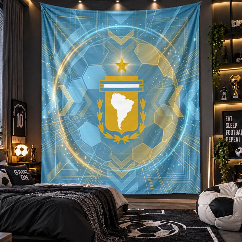 Tapisserie murale Imprimé Football Argentine Tissu pour Salon Chambre Décoration de Maison