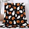 Halloween Flannel Blanket, 3D Printed Anime Ghost Throw Blanket, Skin‑Friendly for Bedroom Sofa, Multiple Size Single Twin King