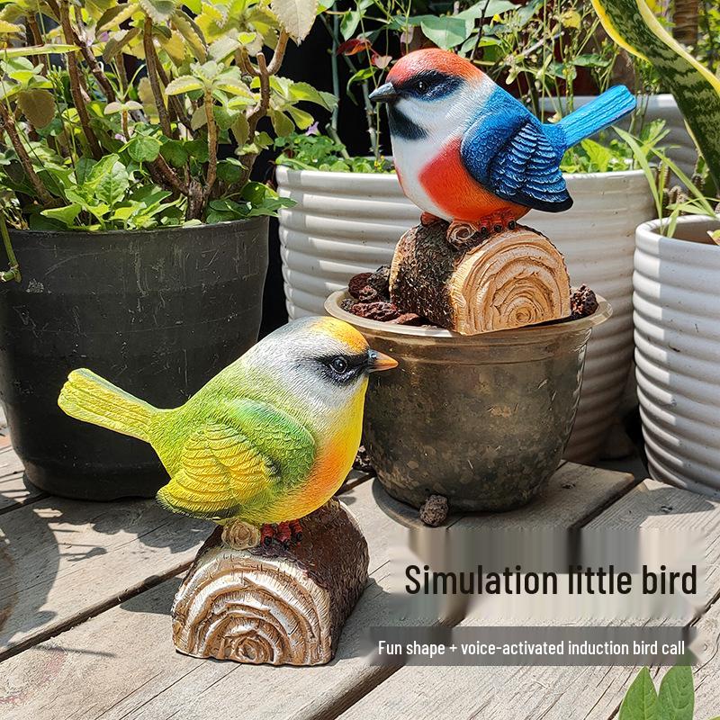 Realistic Chirping Bird Outdoor Garden Ornament - Resin Figurine for Landscaping
