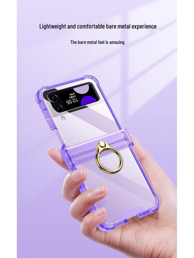 Samsung Z Flip4 Ultra-Thin Acrylic Case with Ring Holder and Screen Protection