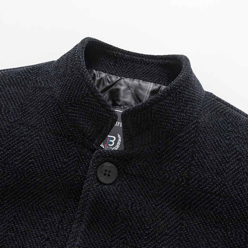 Stehkragen Herren Mittelalterlich und Älter Fleece Verdickte Jacke Papas Winter Baumwollgepolsterte Jacke