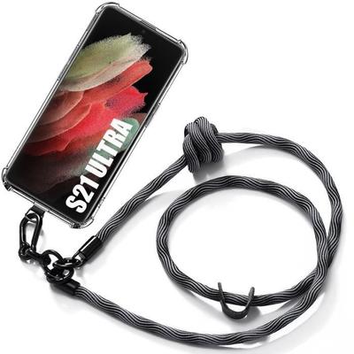 Lanyard Case for Samsung Galaxy S21 Ultra - Shockproof Anti-Scratch with Detachable Lanyard Grey