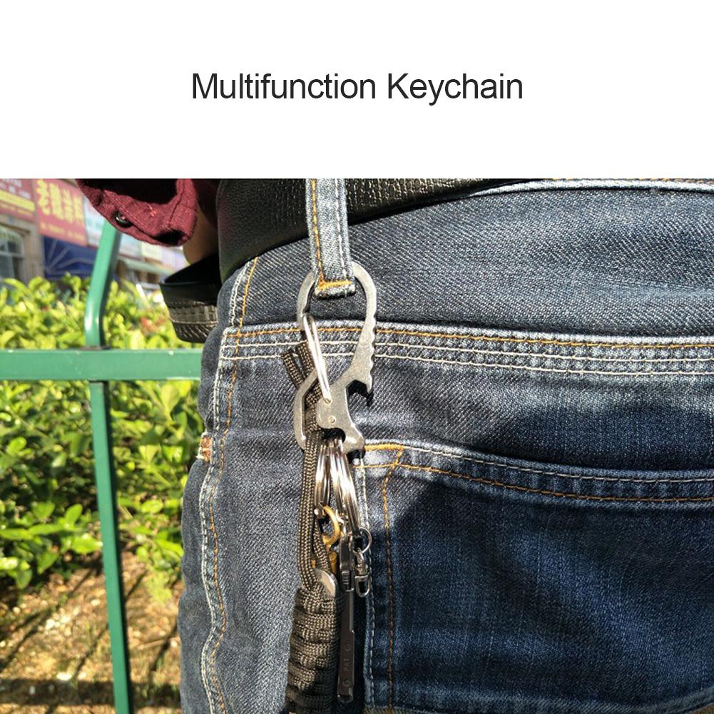 Keyring Bottle Opener Stainless Steel Pocket Keychain Carabiner Multifunctional Mountaineering Buckle Practical Hiking Equipment