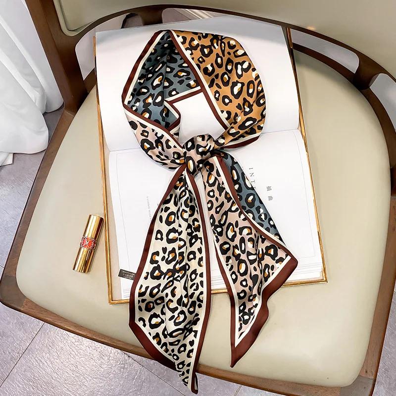 Luxury Long Silk Scarf Female Animal Horse Print Thin Narrow Scarf Bag Hair Band Ribbon Scarfs Women Neckerchief