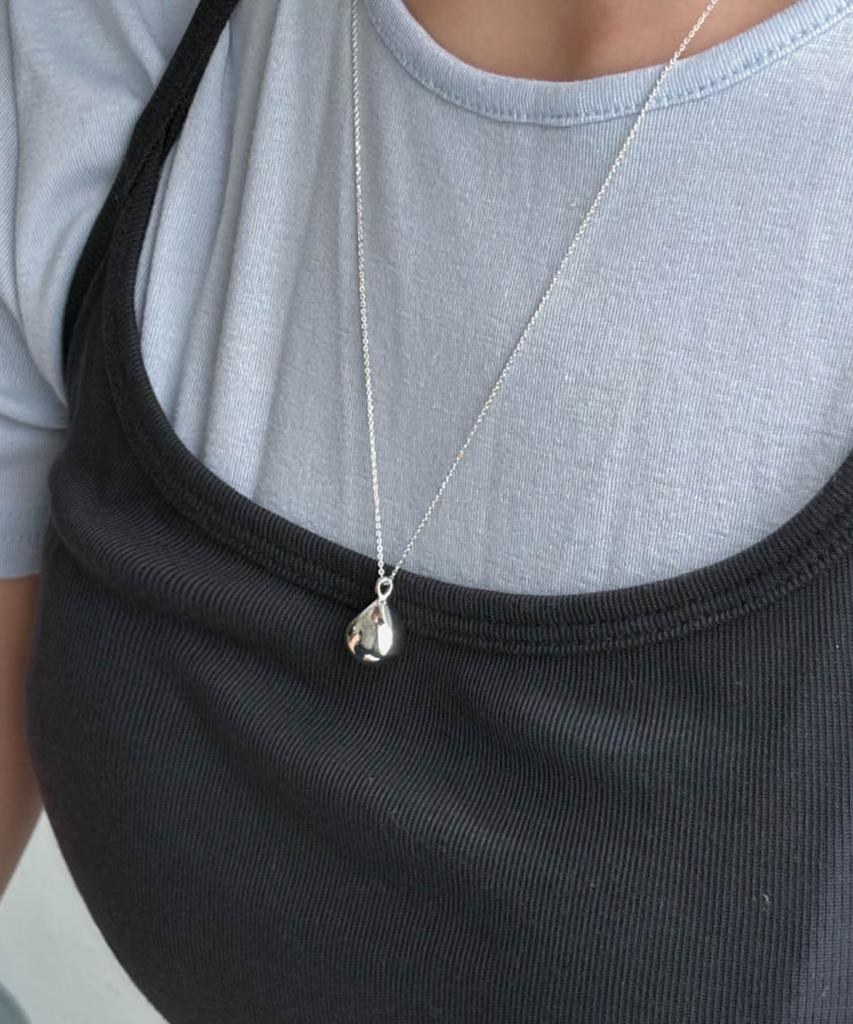 Baradu 925 Basic Lump Long Necklace