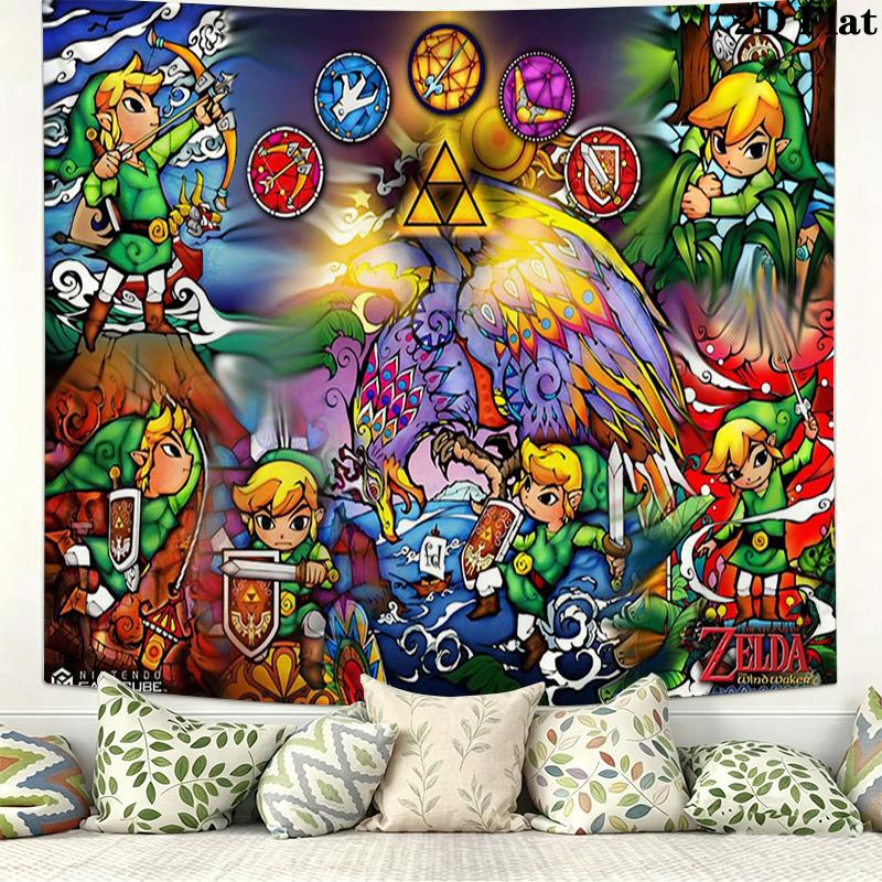 Zelda Wall Tapestry Aesthetic Wall Hanging Printed Fabric Blanket Decorative Tapestries for Bedroom Living Room Home Decor