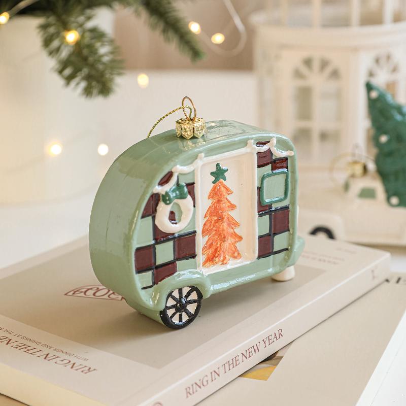 Christmas Pendant Plastic Material Old Man Car Bear Christmas Tree Hanging Decoration Family Party Christmas Decoration Pendant