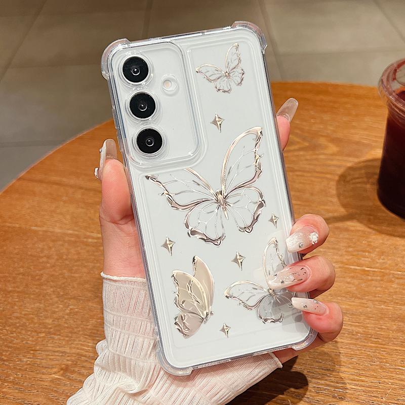 Průhledné pouzdro pro Samsung Galaxy S25 Edge S24 S23 S22 Ultra S24 S21 FE A56 A55 A16 A15 5G Vzor motýla Měkký TPU kryt telefonu