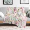 Pink Watercolor Vintage Flowers Pattern Throw Blanket Fluffy Cozy Throw Blanket for Home Decor