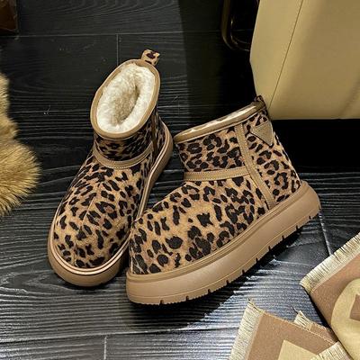 Women's Fur One Thick Bottom One Footstep Winter Lightweight Warm Snow Boots Non-slip Wear-resistant Casual Sneakers Big Head Cotton Boots