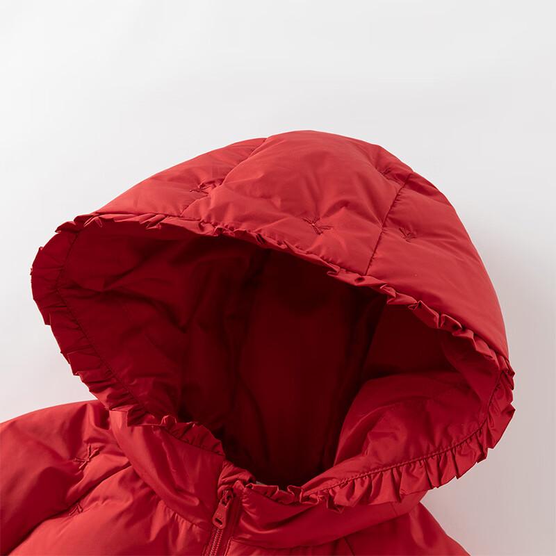 David & Bella Mädchen Rote Mittellange Winter Daunenjacke