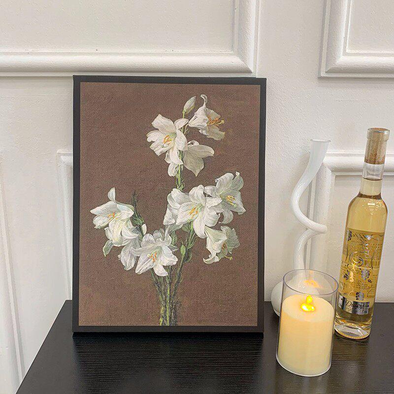 Pintura Decorativa para Sala de Estar - Luz y Sombra: Serie de Curación Floral Fresca, Arte de Pared de Gama Alta de Nicho, Cálido y Artístico