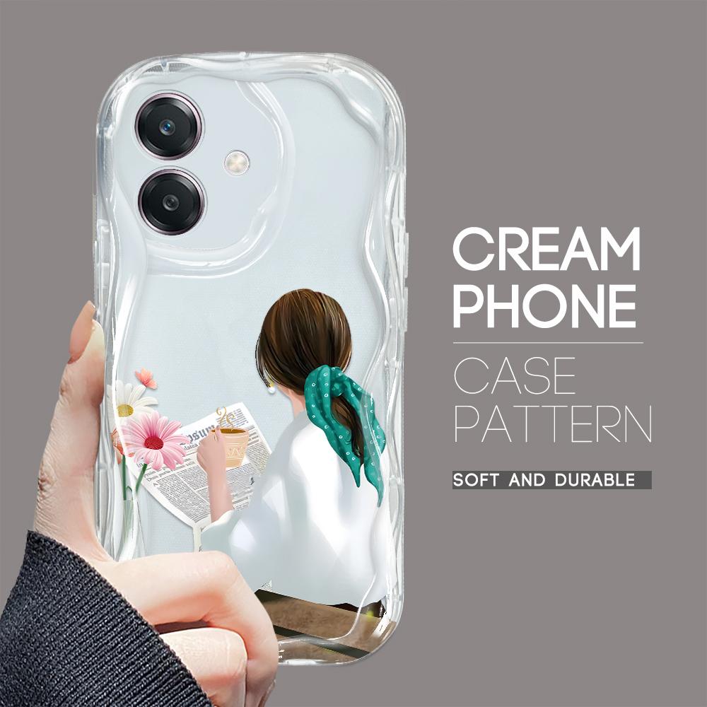 For OPPO A38 A18 A60 A58 A57s A96 Reno12 13 Realme C31 C30 Vivo V30 Y27s Y28 Y36 Y76 Colorful Love Heart Soft Wave Ege Shockproof Case