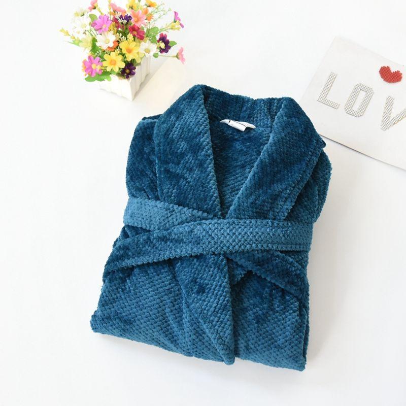 

Foreign Trade Women s Long Coral Fleece Couple Nightgown Peacock Blue S