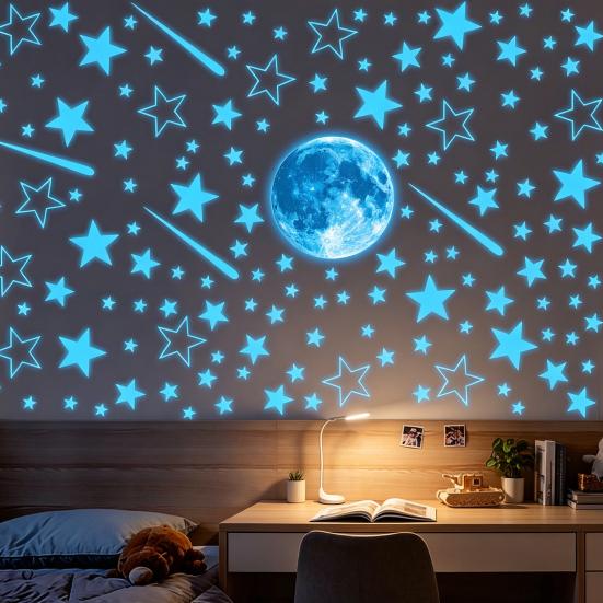 Waterproof Wall Stickers Self-Adhesive PVC Scratch-Resistant Wall Decals Removable Glow in The Dark Wall Stickers for Bathroom Living Room Bedroom