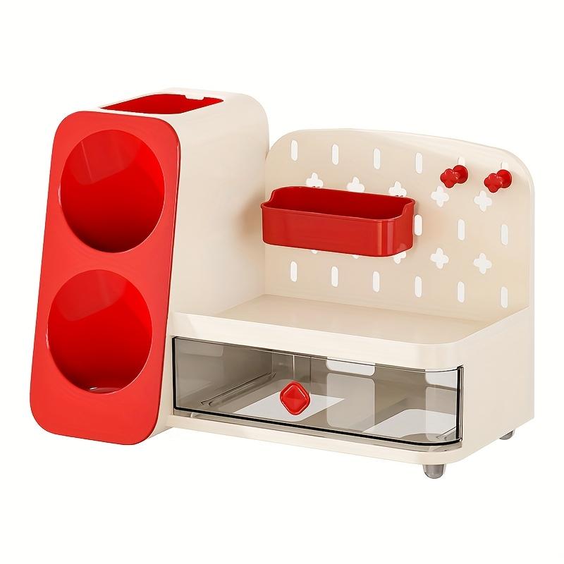 

1 шт. Креативный канцелярский пенал, коробка для хранения, настольный органайзер, подходит для хранения канцелярских товаров на столе в офисе красный