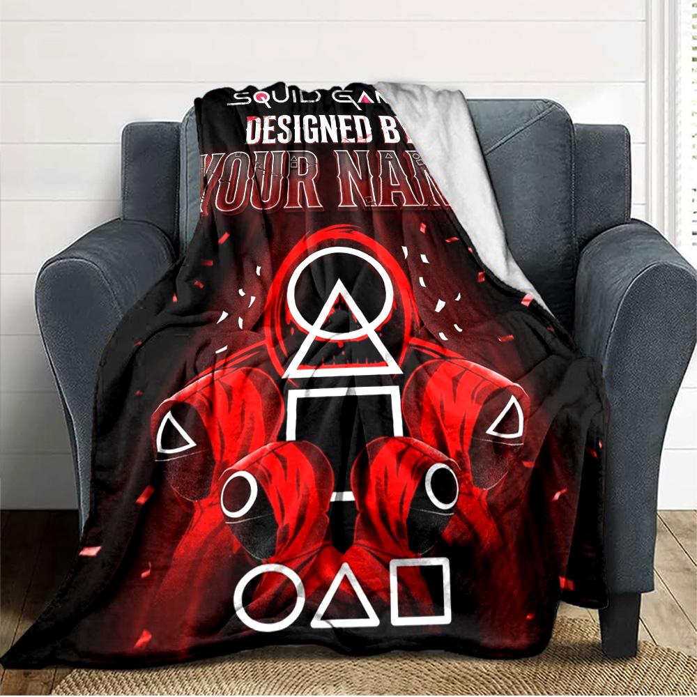 Name Custom Squid game Print Flannel Blanket High Quality Warm Comfortable Cover for All Seasons Perfect for Gifts Home Decor