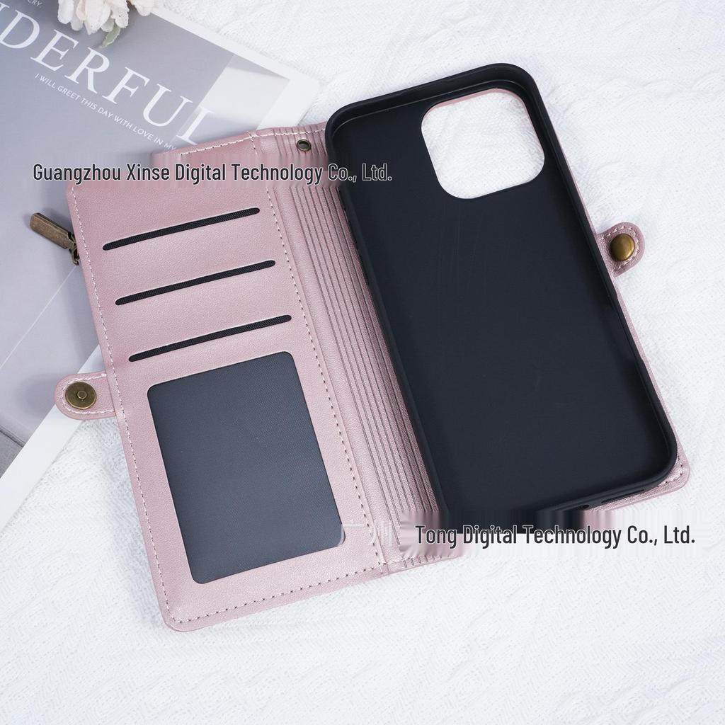 IPhone17 Retro Etui Portfel Skórzany na Ramię ze Sznurkiem i Miejscami na Karty