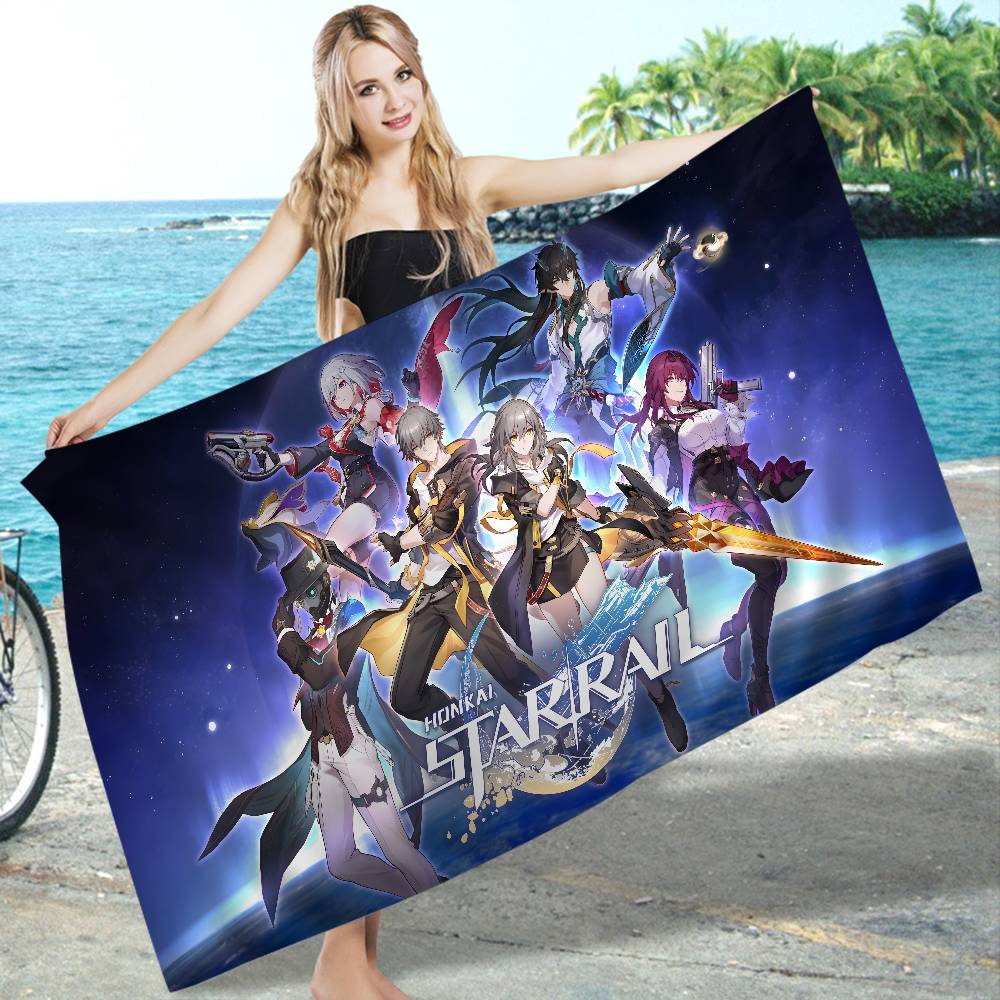 Honkai Star Rail Anmie Beach Towel Colorful Bath Towels For Girl Microfiber Quick Dry Custom Sand Free Beach Yoga Spa Gym Pool