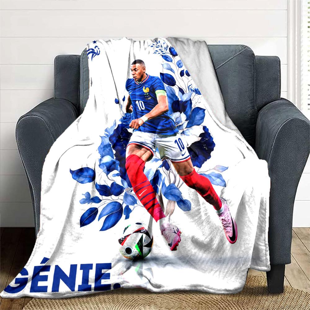 Star Player Kylian Mbappé Blanket Soft & Cozy Perfect for Chair Livingroom Office Four Seasons Universal Playful Design
