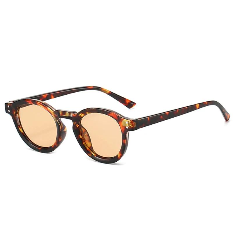  New Fashion Small Round Punk Sunglasses Women Retro Rivets Men Clear Gray Pink Ocean Lens Shades UV400