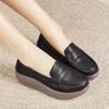 Ladies Platform Loafers Casual Elegant Black Leather Women Height Increase Thick Sole Shake Shoe for Mother