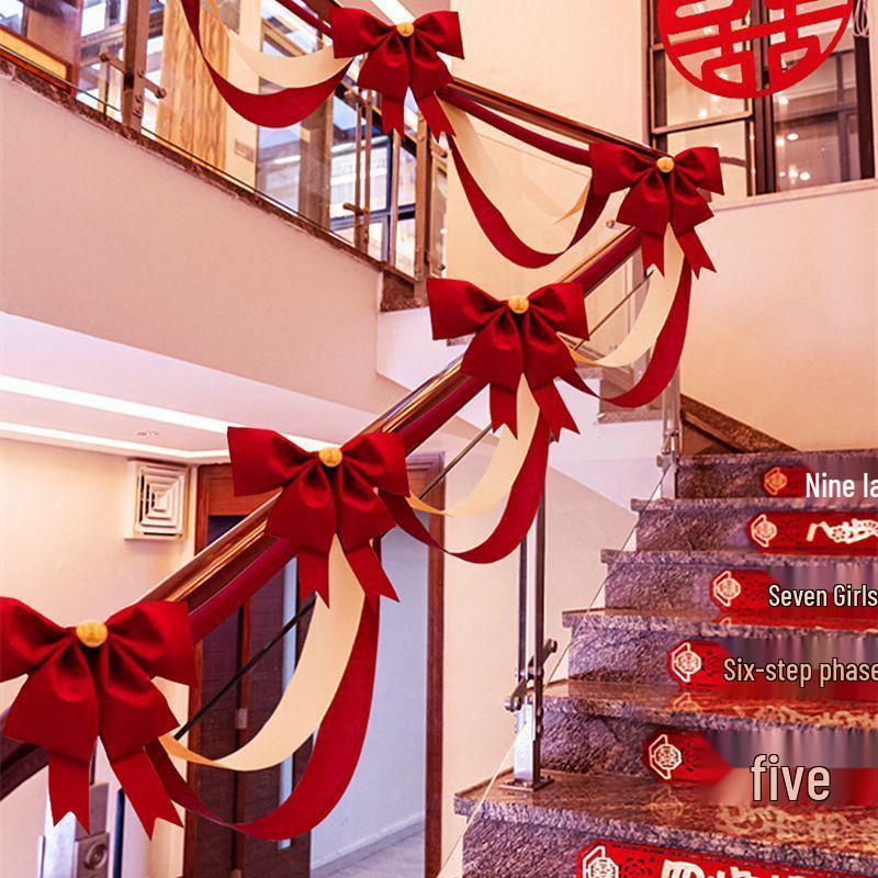 Wedding Stair Railing Decoration Package with Balloons and Flowers: Full Set for Handrail and Escalator