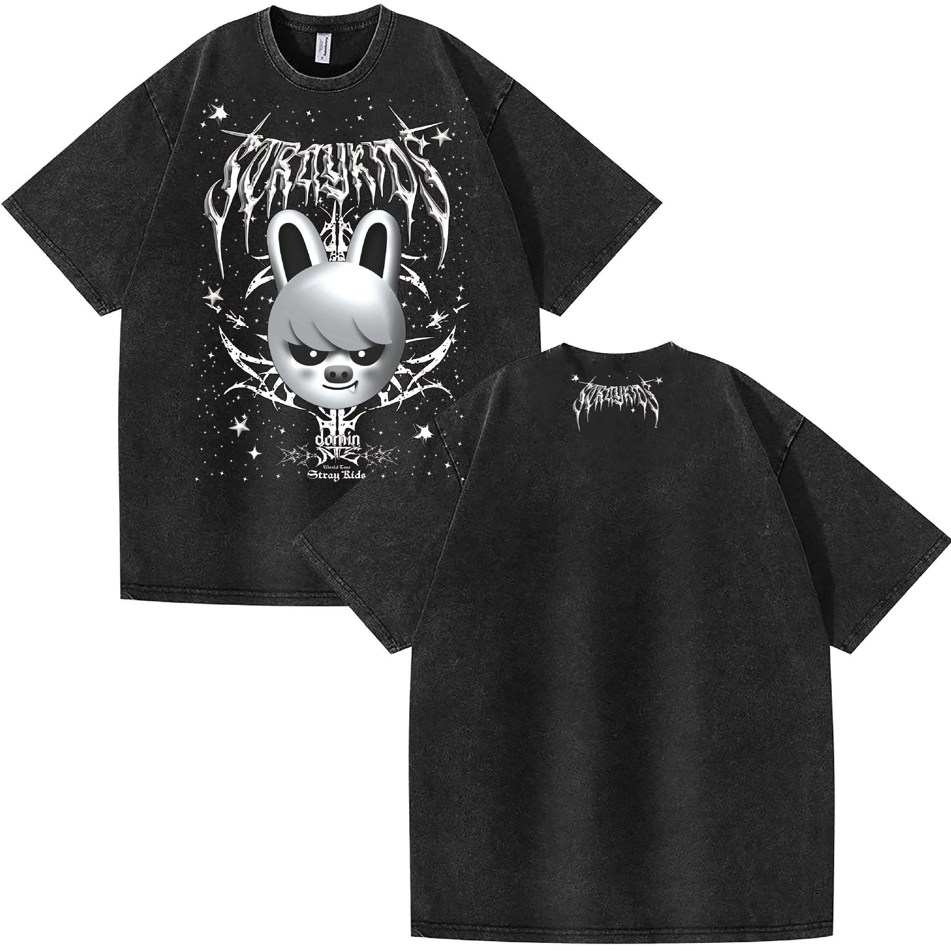 Washed Stray Kids Evil Skzoo Combo Peripheral Print Summer Short Sleeve S