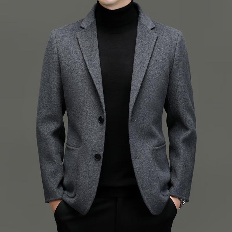 

ROMON Men s Business Casual Short Double-Faced Wool Coat with Detachable Down Liner 2XL