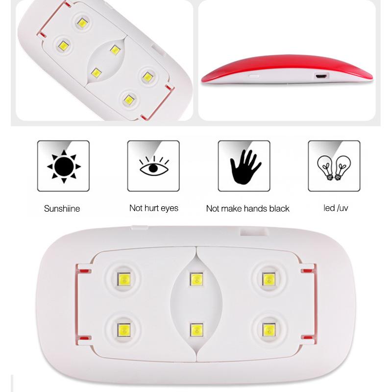 UV LED Lamp Nail Polish Dryer Mini USB Cable Foldable Portable Mouse Shape For Home Travel