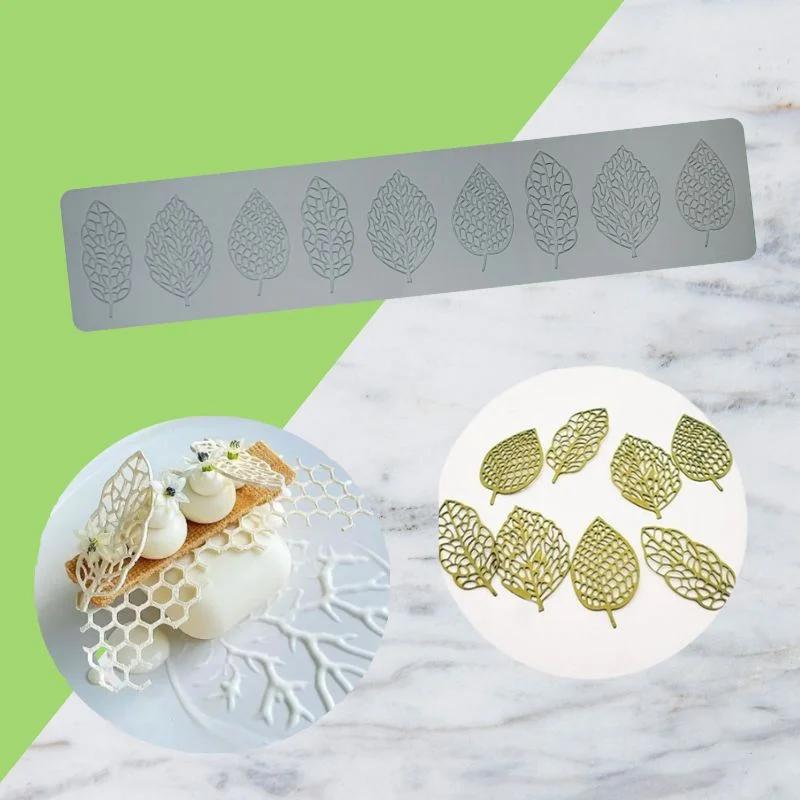 Leaf Silicone Mold 3D Impression Cake Baking Fondant Lace Cushion Chocolate Candy Dessert Tray Printing Mold Decorating Supplies