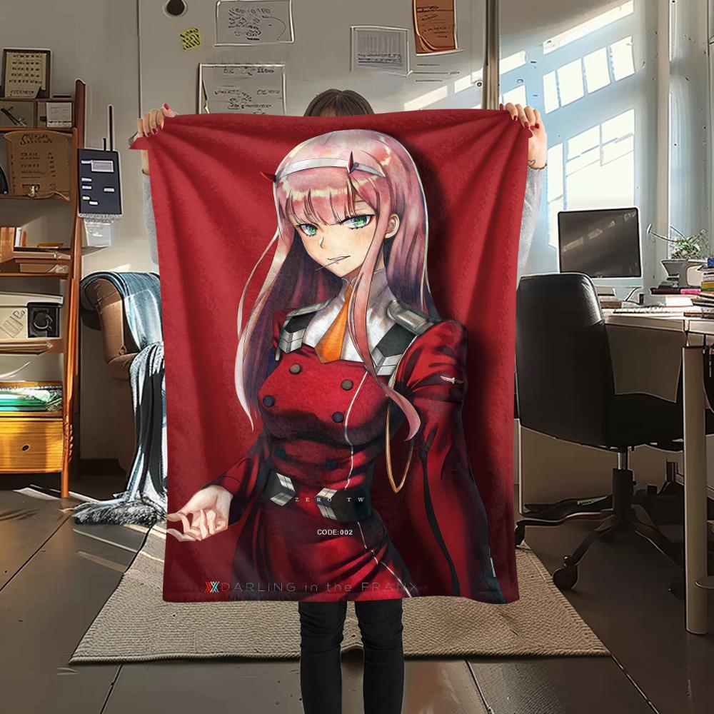 1PC DARLING In the FRANXX Zero Two Print Flannel Blanket, High Quality All Seasons, Home Decor, Warmth and Comfort, Perfect for Christmas Gifts