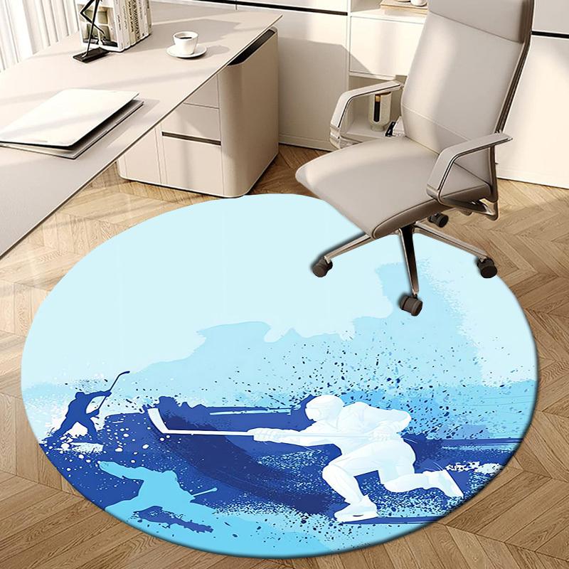 

1pc Ice Hockey Players in Action Round carpet, Perfect for Decorating Chairs, Living Rooms, Or Bedrooms, for Living Room.069 80cm by 80cm