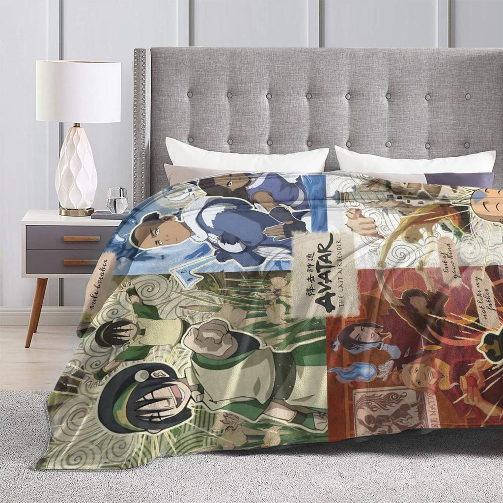 Airplane Travel Avatars The Last Airbender Throw Blanket Flannel Bedspread For Couch Chair Sofa Bed Aesthetic Sofa Bed Cover