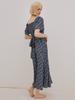 HUGDAY Floral V-Neck Long Dress