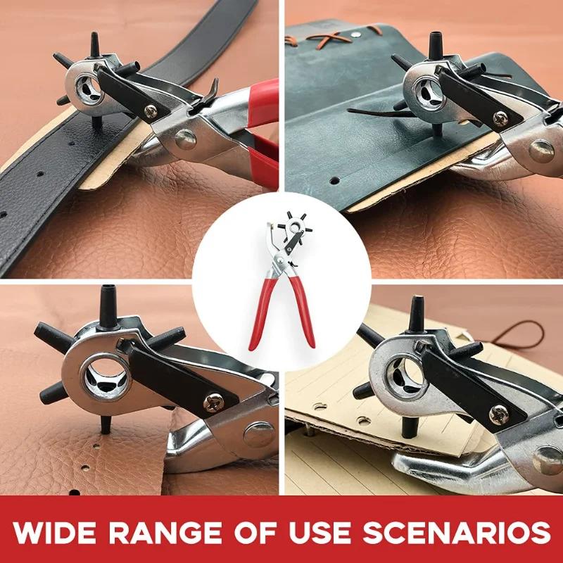 1pc Leather Hole Puncher Tool Belt Eyelet Punch Pliers Multi-size Fabric Revolving Hole Puncher For Watch Band Diy Craft Puncher
