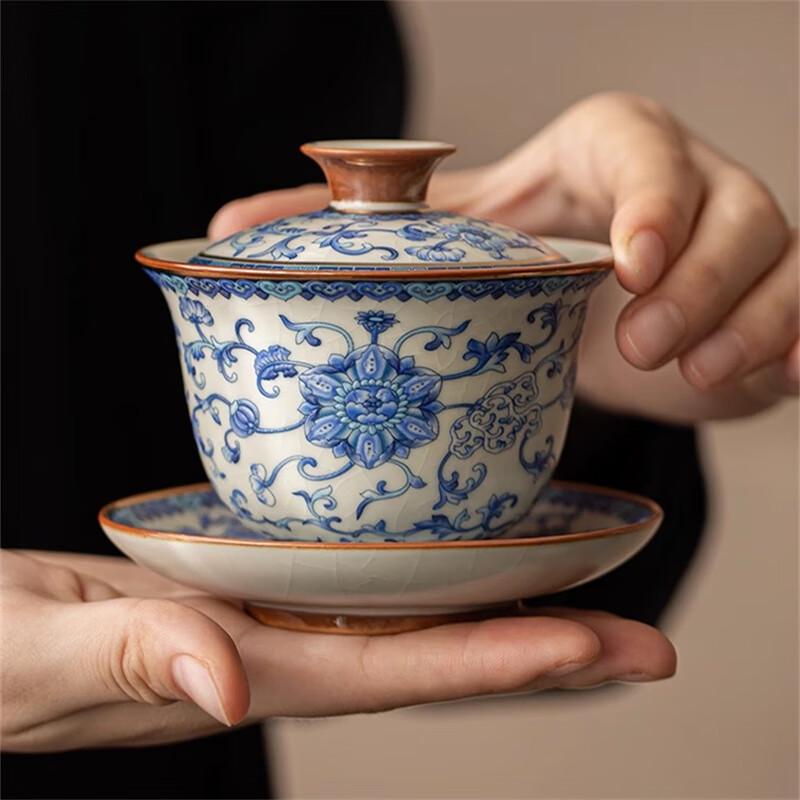 Peach Garden Chinese Ceramic Gaiwan Tea Set
