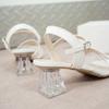 Fashion High Heels Summer New Style Square Head Shallow Mouth Metal Buckle A Word with Anti-slip Wear-resistant Sandals