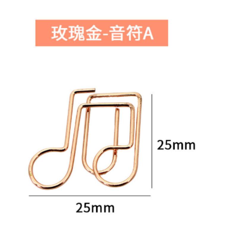 10pcs Music note-shaped paper clips, rose gold paper clips, decorative bookmarks, office stationery, cute clips.