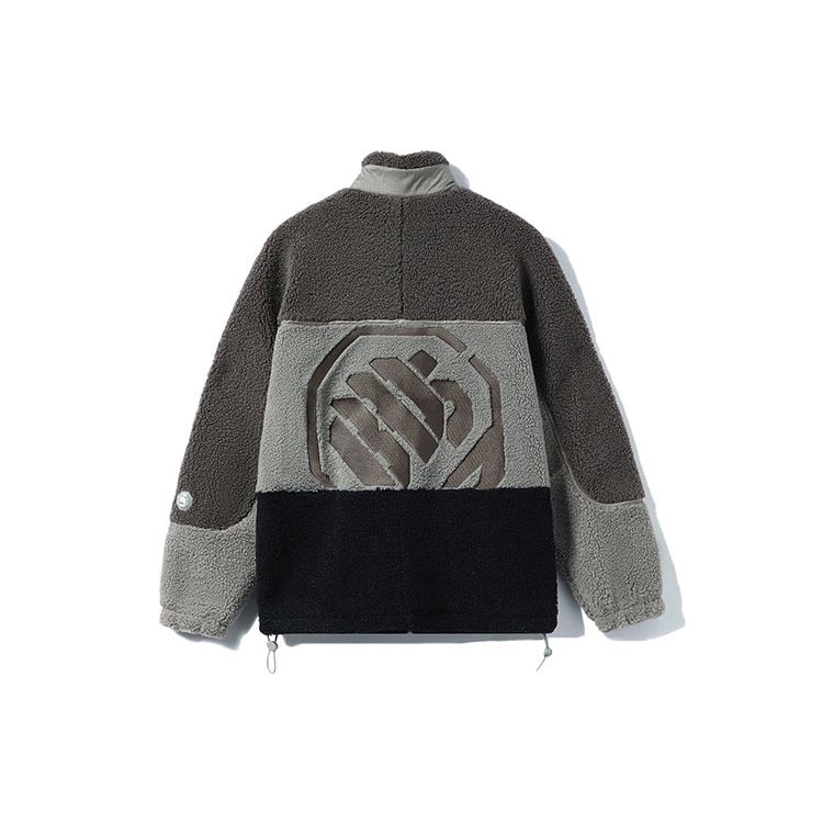 Li-Ning Sports Basketball Series Badfive Logo Fleece Warm Colorblock Loose Jacket Men Jacket Grey AFDR703-5