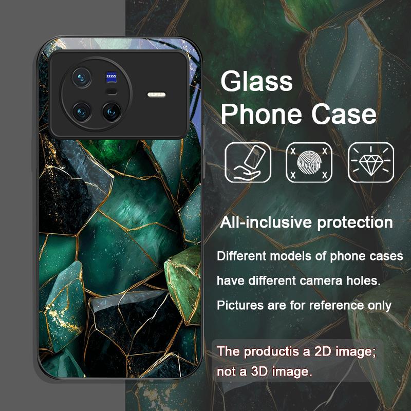 

Gorgeous Emerald Pattern Tempered Glass Phone Case for OPPO Reno 13 F 12 11 10 Pro Plus Find X8 X5 X3 PRO Lite Protective Cover Oppo A77 4G