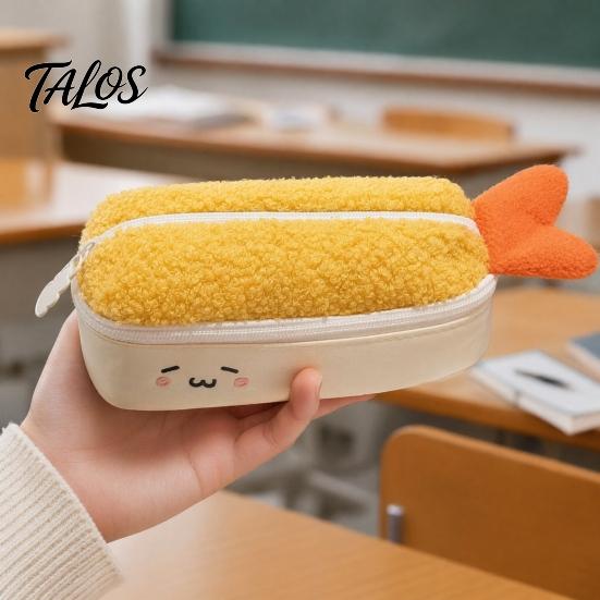 Kids Plush Pencil Case Fried Shrimp Tail Case, Cute Large Capacity Pouch, Fun Desk Organizer Adorable Stationery Bag for Students, School Gift