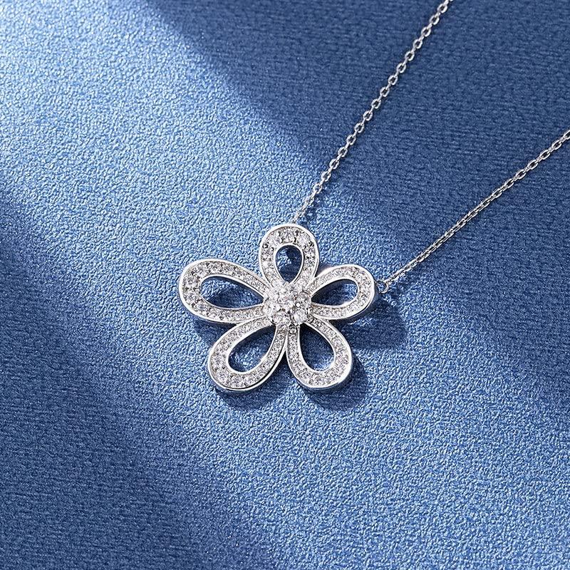 [AVANCE] Flower Necklace, Earrings, Ring, Zirconia, Large Size, Women's (Necklace)
