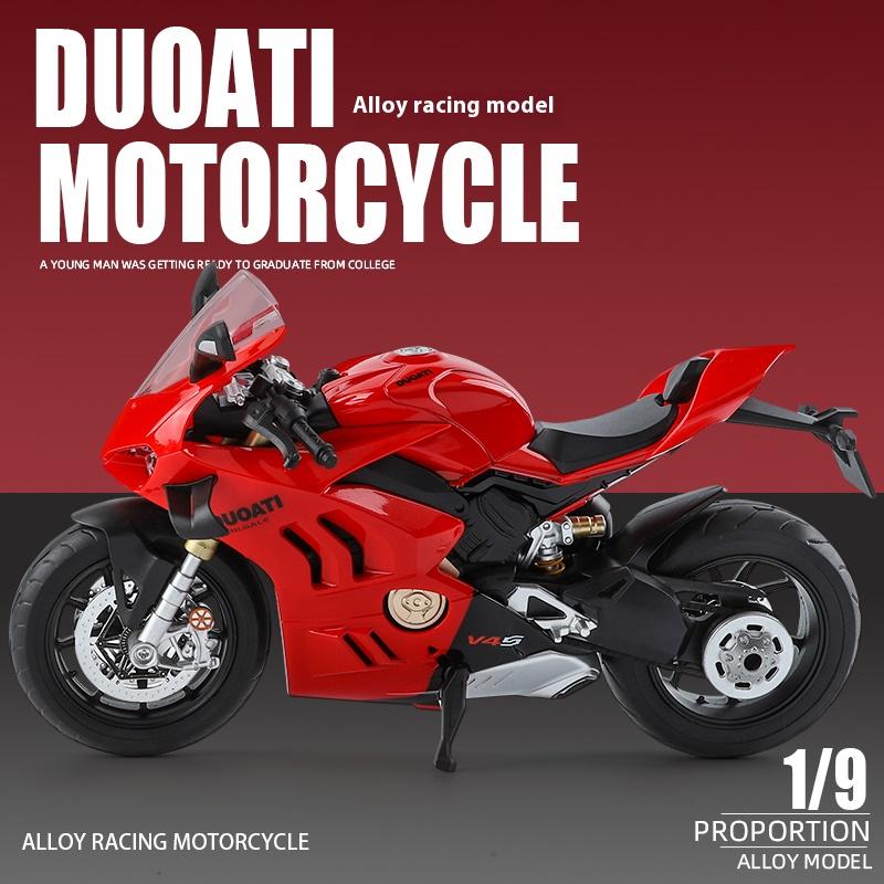 1/9 Skala Ducati Panigale V4S Off Road Motorsykkel Legering Støpt Motorsykkelmodell Lyd & Lys Skrivebordsdekorasjon Utstillingsserie Gaver