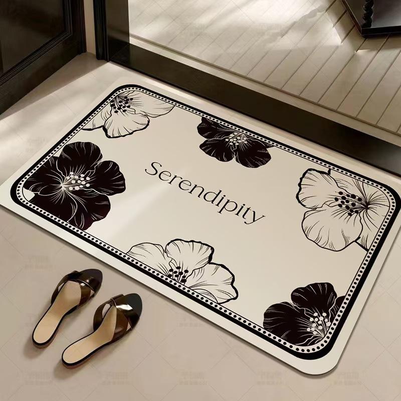 French Style Light Luxury Diatomaceous Earth Mat Small Fragrance Style Bathroom Mat Entrance Door Mat Bathroom Water-Absorbing Foot Mat