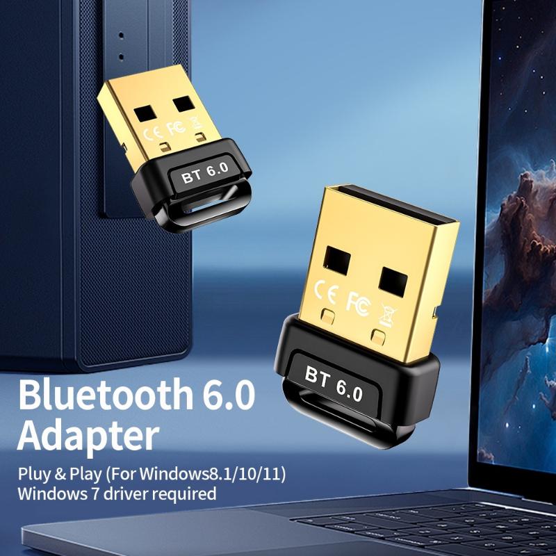 Adaptador Bluetooth USB 6.0 Dongle Receptor 5.4 Para PC Receptor Bluetooth Alto-falante Mouse Teclado Transmissor de Áudio